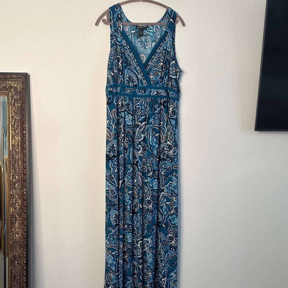 INC International Concepts Blue Paisley Maxi Dress